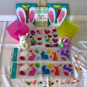 Easter Basket Gift Lot Wilton Cookie Cutters Hallmark Bags Gel Clings Bundle New